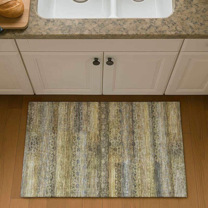 Premium Washable Super Soft Modern Stripe Mayfield Rug - Wheat - 1'8" x 2'6"