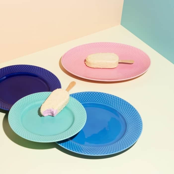 Lyngby Porcelæn Rhombe Color Lunch Plate, Aqua - Ø: 8.3"