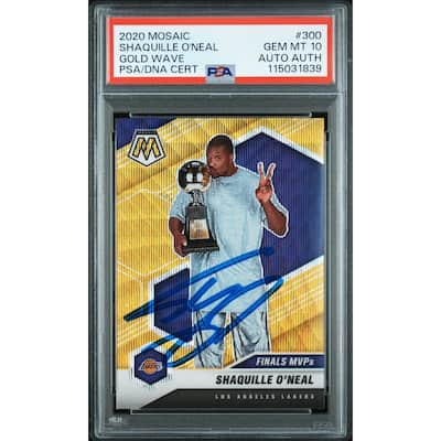 Shaquille O'Neal 2020 Panini Mosaic Gold Wave Signed Basketball Card #300 Graded PSA 10 Auto 115031839 - 8' x 11'