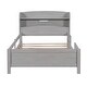 preview thumbnail 7 of 20, Twin Size Platform Bed with Built-in LED Light, Storage Headboard & Guardrail, Antique Grey