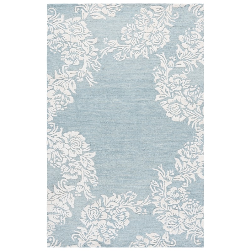 SAFAVIEH Handmade Glamour Puridur Wool Rug - 5' x 8' - Light Blue/Ivory
