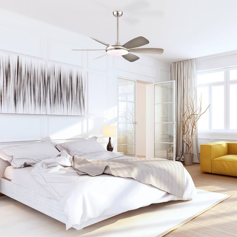 Champagne Silver 52 in. 6-Speed Integrated LED Indoor 6-Blade Ceiling Fan with Light Kit and Remote Control