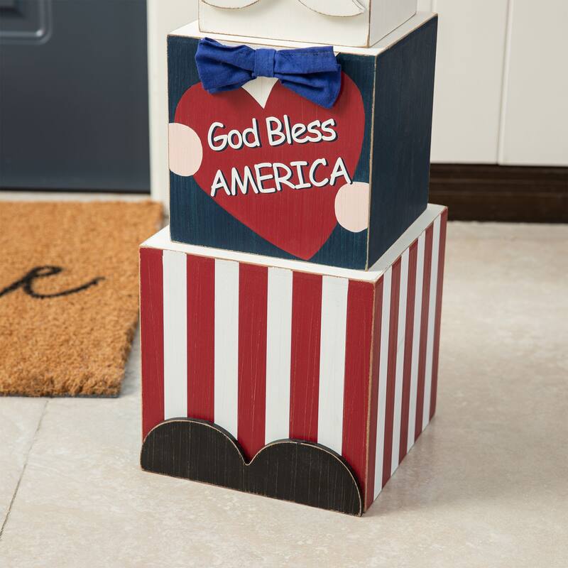 Glitzhome 24"H Double Sided Wooden Porch Decor Easter and July 4th