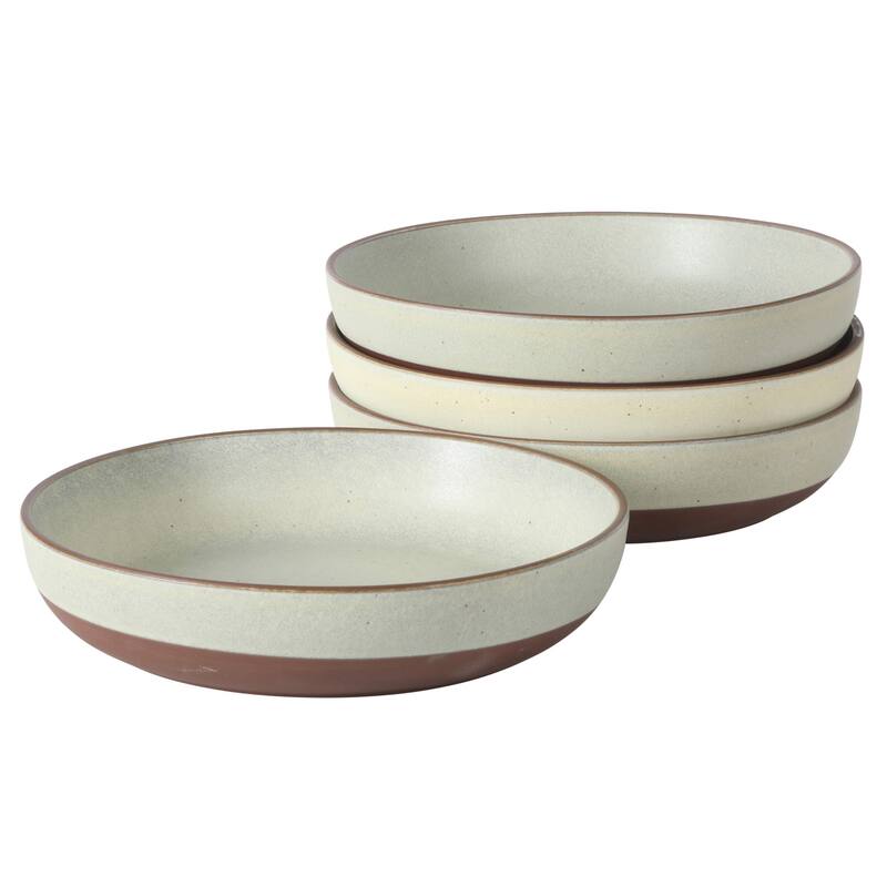 Gibson Elite William Crest 4 Piece Dinner Bowl Set, 8.5" Round Stoneware Reactive Glaze Finish, Large Soup, Pasta & Salad Bowls - Sage Green