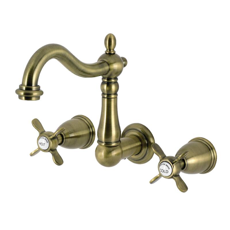 Kingston Brass Essex Double-Handle Wall Mount Bathroom Faucet - Antique Brass