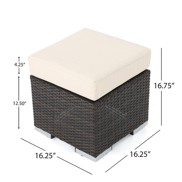 Santa Rosa Outdoor 16-inch Square Wicker Ottoman with Cushion (Set of 2) by Christopher Knight Home