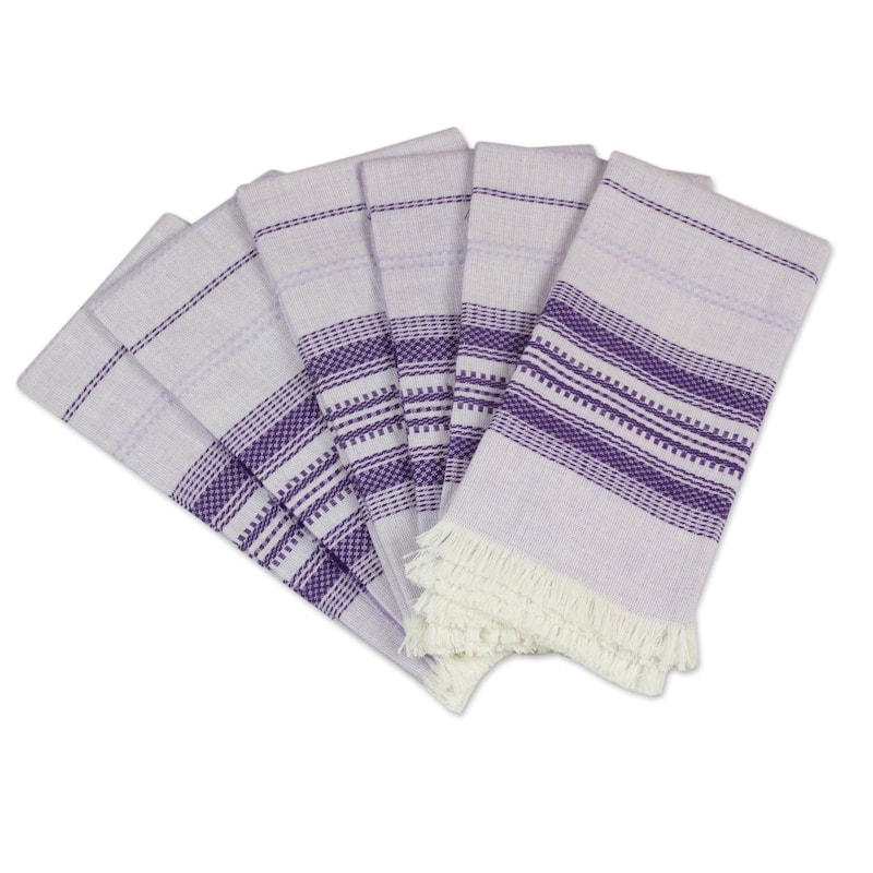Novica Handmade Cheerful Kitchen In Purple Cotton Napkins (Set Of 6)