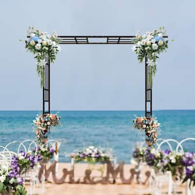 Metal Garden Arch with Adjustable Width W42.52''~W78.15'' Climbing Plants Support Rose Arch Outdoor
