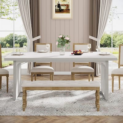 71" Rustic Farmhouse Dining Table for 6-8 People