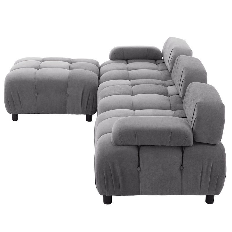 Upholstery Modular Convertible Sectional Sofa, L-Shaped Couch with Reversible Chaise