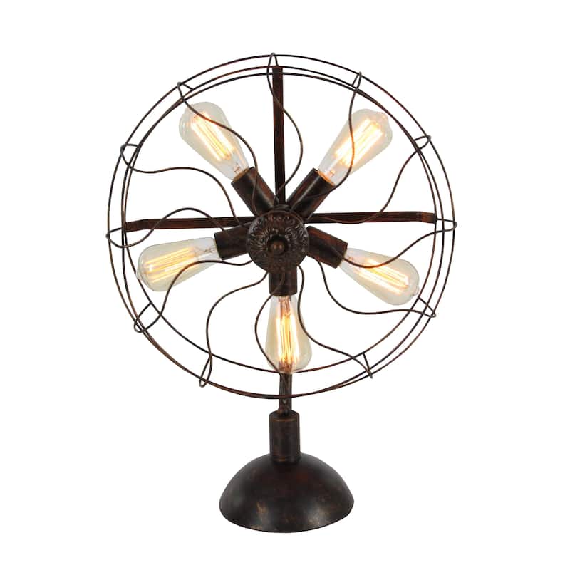 Bronze Metal Vintage Fan Shape 5 Light Accent Lamp - 18 x 24