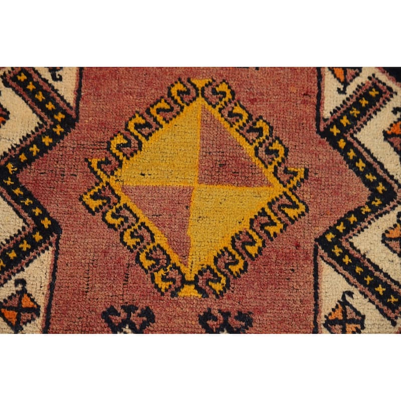 Tribal Anatolian Turkish Vintage Runner Rug Hand-Knotted Wool Carpet - 3'4"x 11'3"