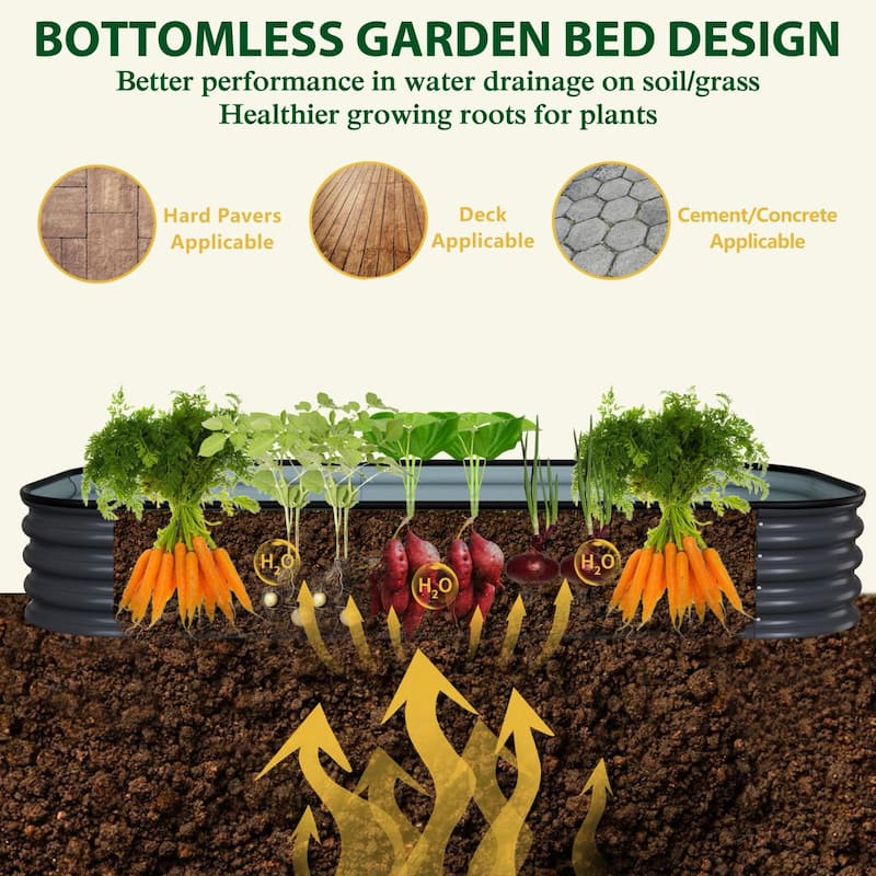 VEIKOUS 11.2" High Modular Metal Raised Garden Bed Kit, Customizable Outdoor Planter Box for Vegetables & Flowers