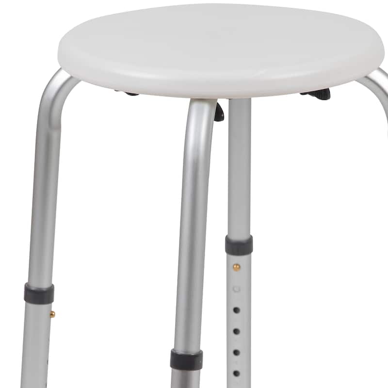 Tool-Free 300 Lb. Capacity, Adjustable White Bath & Shower Stool - 14.25"D x 14.25"W x 14" - 20.75"H