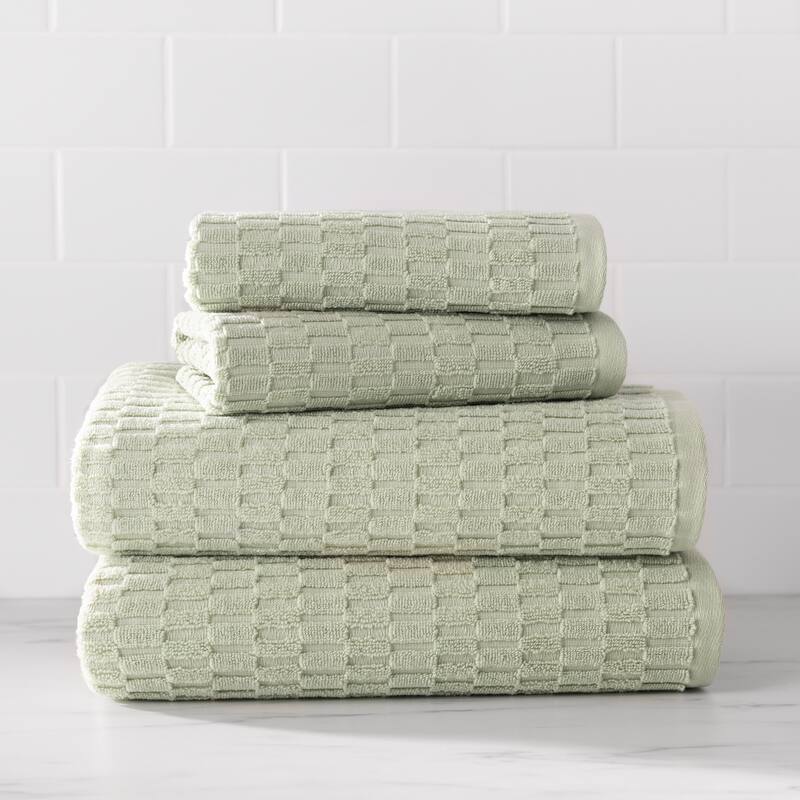 DKNY Metro Tile Quick Dry Bath and Hand Towel 4-piece Set - Green Tea
