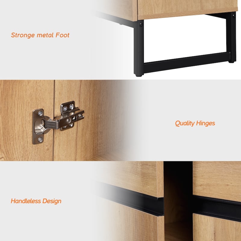 WAMPAT Modern TV Stand Entertainment Center TV Console with Storage Cabinets