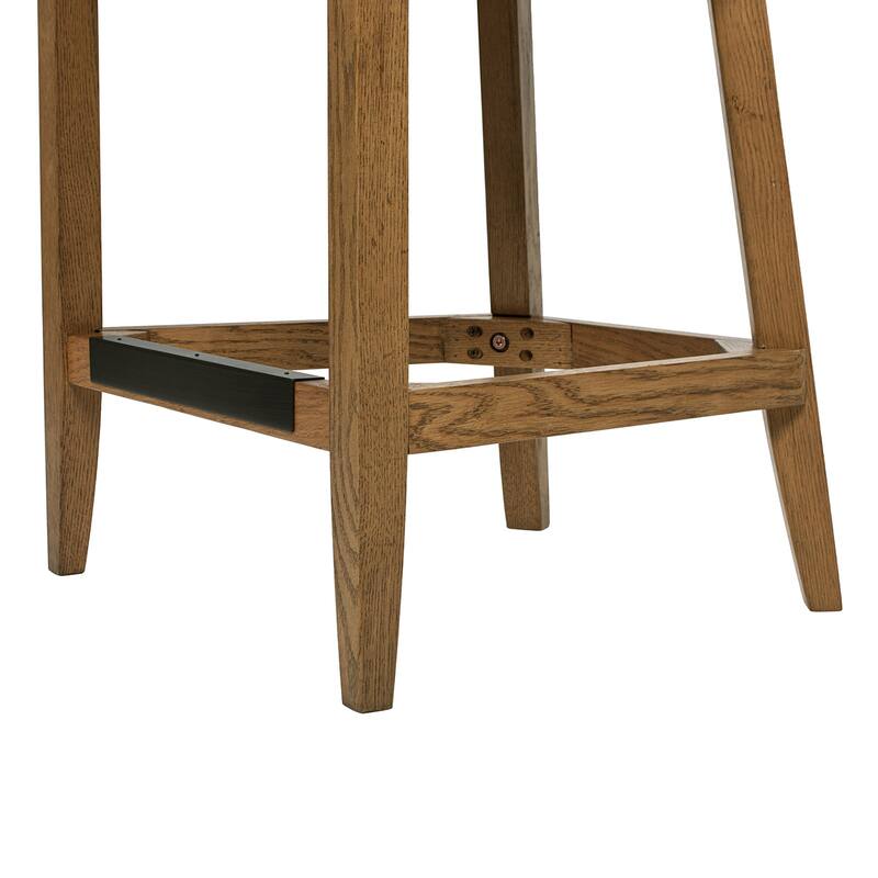 Jennifer Taylor Home Charleston 27" Cane Performance Fabric Upholstered Oak Counter Stool in Taupe Beige Textured Weave