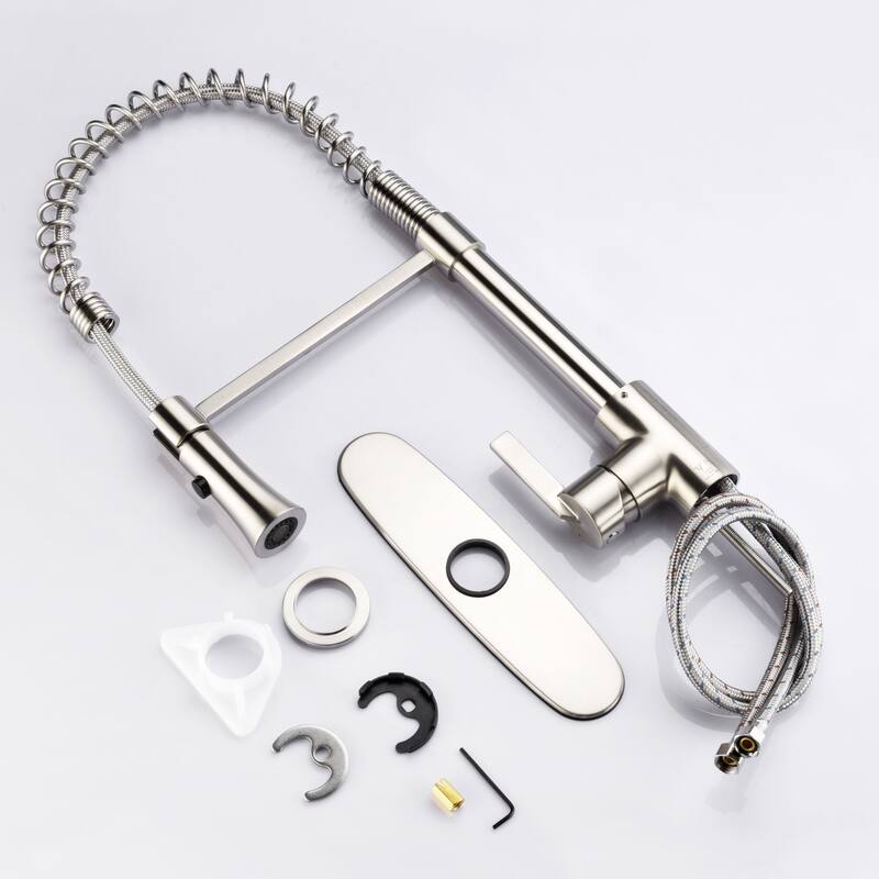 UltraFaucets Euro Collection Spring Spout Kitchen Faucet With Pull-Down Spray