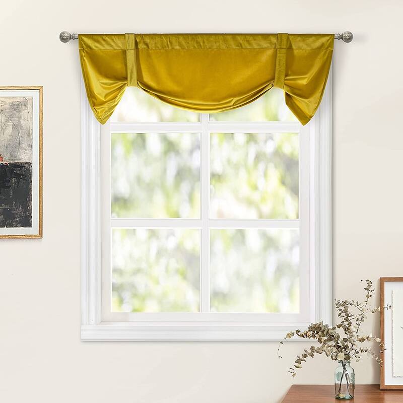 DriftAway Velvet Room Darkening Rod Pocket Tie Up Valance