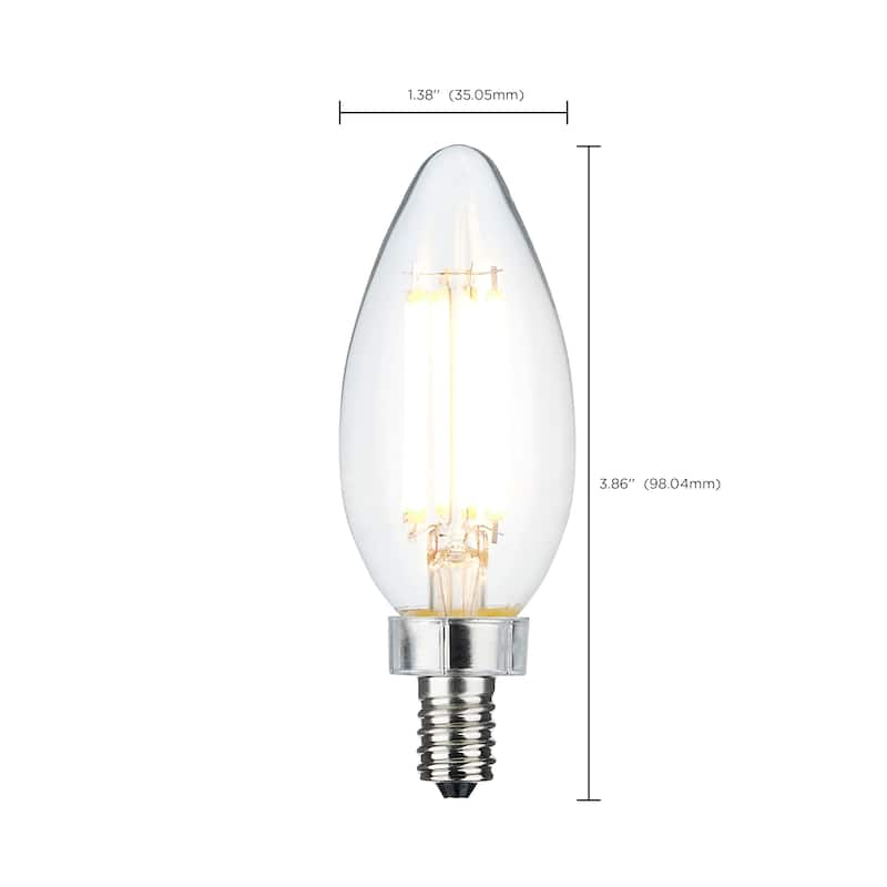 8W C11 LED Clear Finish Candelabra Base 4000K 90 CRI 800L