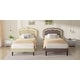 preview thumbnail 7 of 17, VECELO Upholstered Platform Kids Bed Frame with Headboard & LED Lights,Twin Size Bed Set of 2