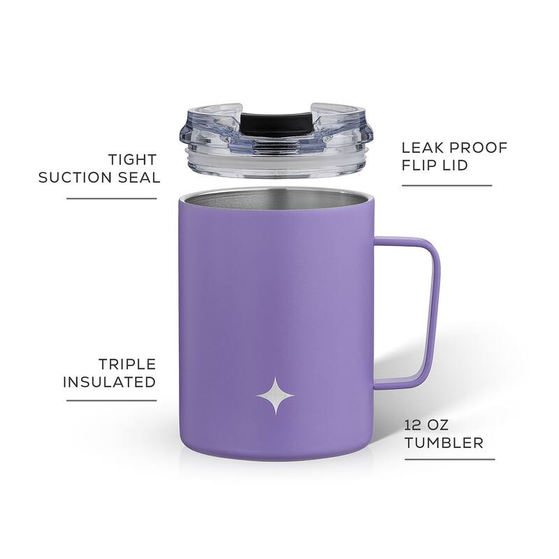 JoyJolt Vacuum Insulated Stainless Steel Tumbler Mug with Lid & Handle - 12 oz - 12 oz