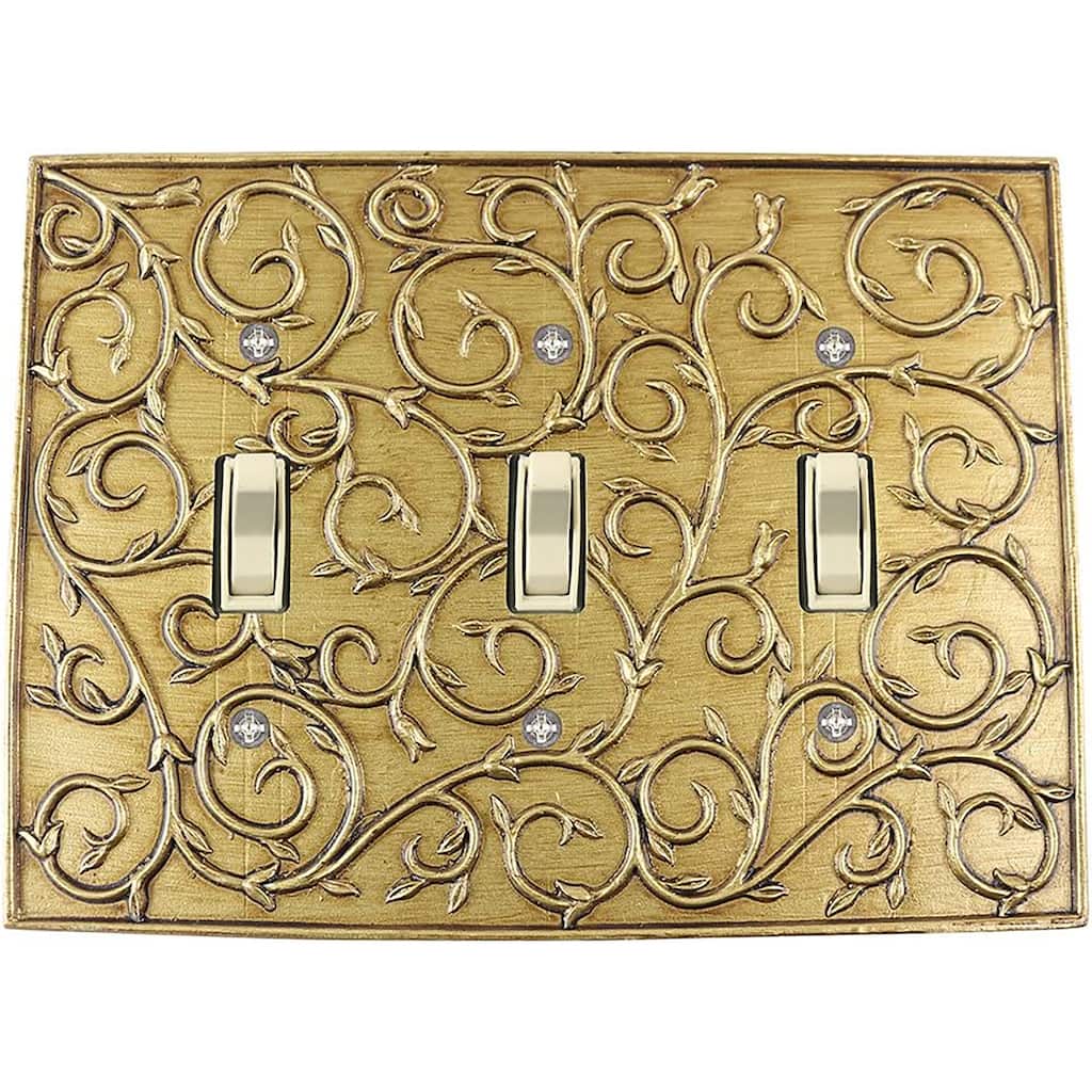 Meriville French Scroll 3 Toggle Wallplate, Triple Switch Electrical Cover Plate
