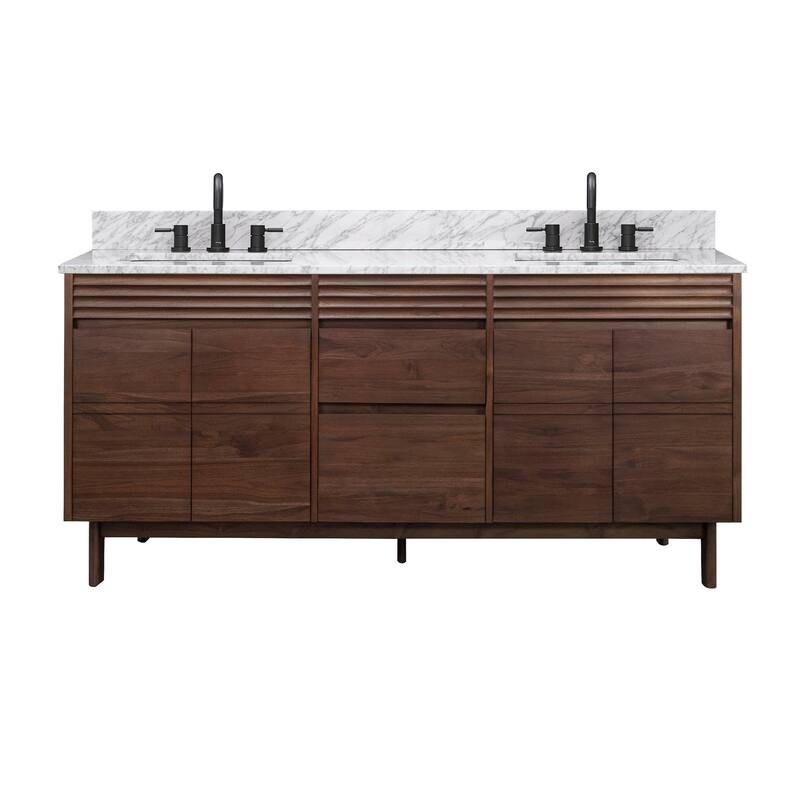 Avanity Carina Bathroom Vanity in Coffee Teak with Carrara White Marble Top