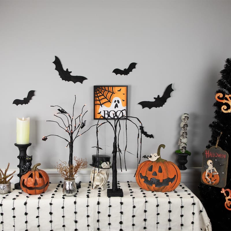 Framed 3D Ghost and Spider Web "Boo" Halloween Wall Sign - 9.75"