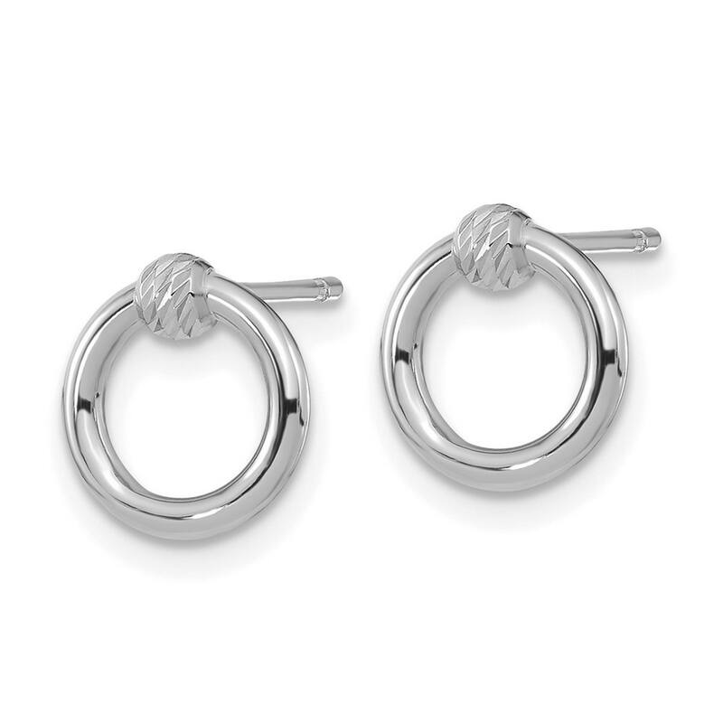 Curata 14k White Gold Polished Twisted Circle Post Earrings 10.15x9mm
