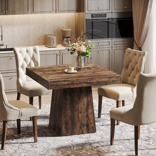 Square Dining Table for 4, Farmhouse Kitchen Table for