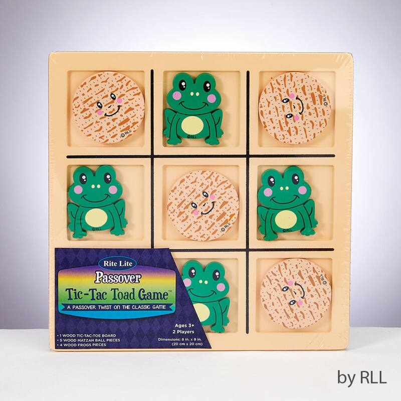 8" Beige and Green Frog Passover Tic Tac Toad Game