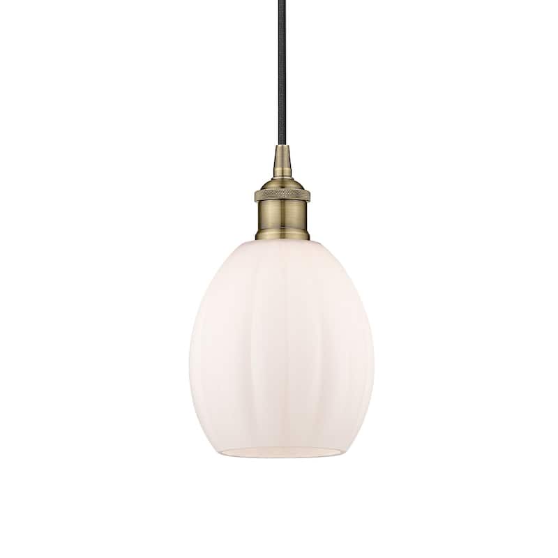 Innovations Lighting 616-1P-11-6 Eaton Pendant Eaton 6" Wide Mini - Antique Brass / Matte White