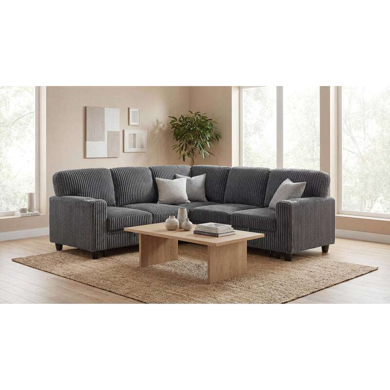Homylin L-Shaped Sleeper Sectional Sofa with Pull-Out Bed, Storage & USB, 5-Seat