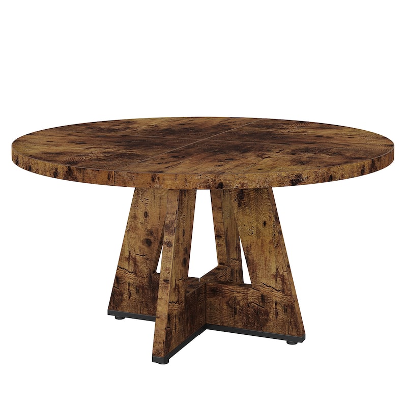 47-inch Wood Round Kitchen Dining Table for Dining Living Room