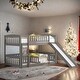 preview thumbnail 27 of 39, Twin Over Twin Low Bunk Bed with Fence and Ladder for Toddler Kids Teens