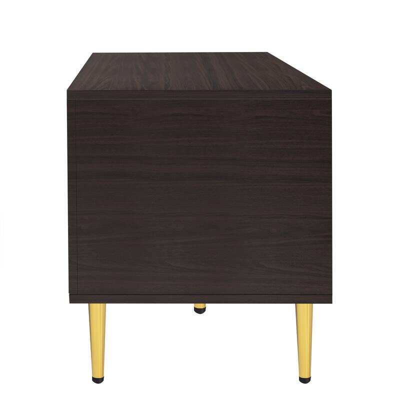 Modern TV Stand for 70+ Inch TV, Entertainment Center TV Media Console Table, with 3 Shelves and 2 Cabinets