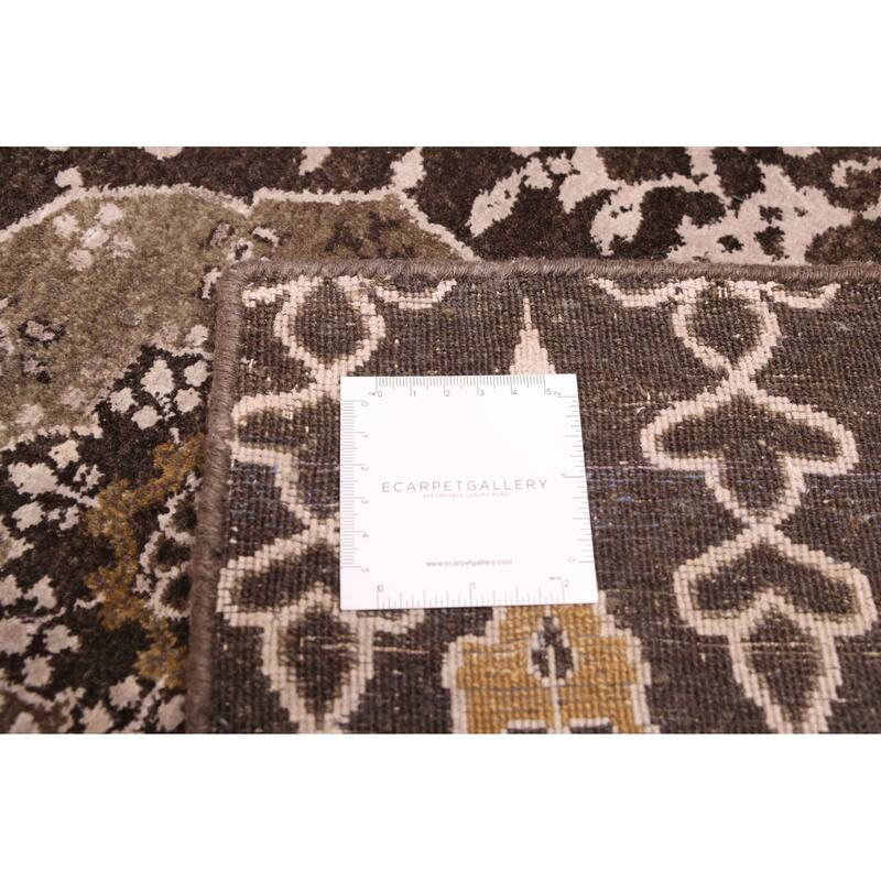 ECARPETGALLERY Hand-knotted Mirzapur Charcoal Silk, Wool Rug - 9'7 x 13'8