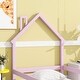 preview thumbnail 4 of 6, Pink Twin Pine Floor Bed with House-shaped Headboard