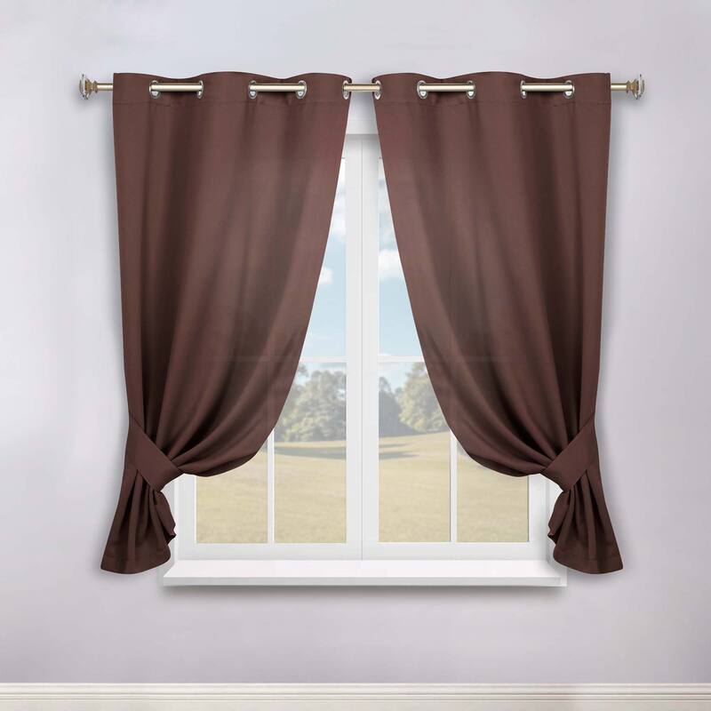 Superior Solid Machine Washable Room Darkening Grommet Blackout Curtains, Set of 2