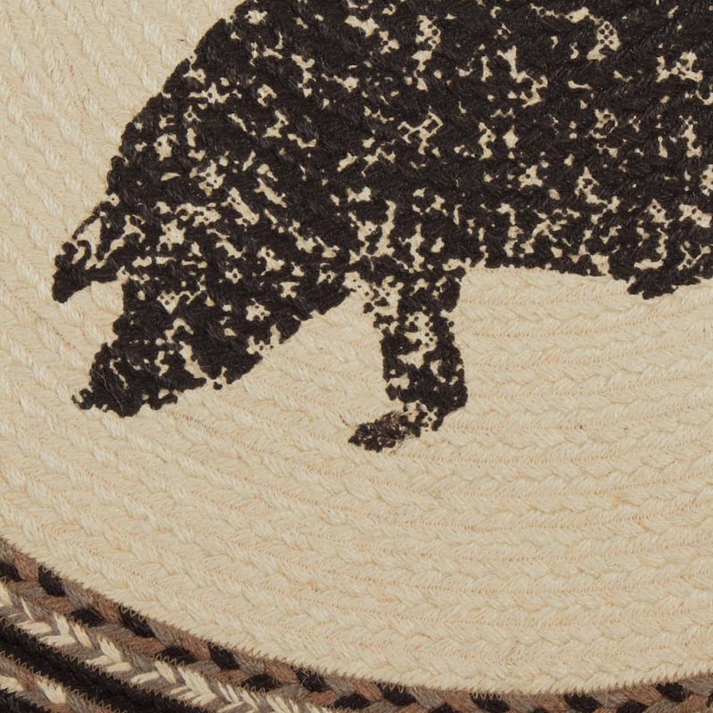 Sawyer Mill Charcoal Pig Jute Rug Half Circle w/ Pad 16.5x33