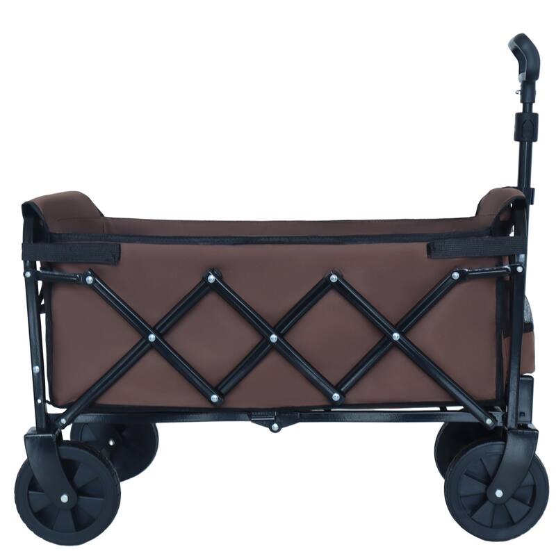 Expandable Dual-Layer Utility Wagon with 100% Extra Space - Grocery Cart for Camping, Shopping, Sports, Gardening, Fishing