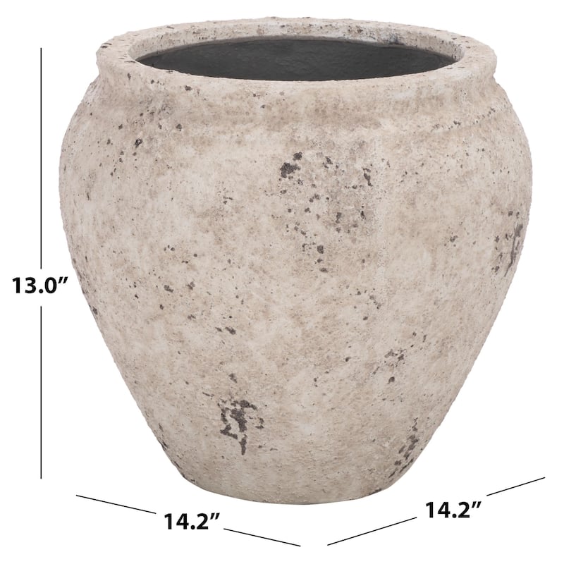 SAFAVIEH Outdoor Patio Furniture Ramsey Planter Pot with Drainage - 14"W x 14"D x 13"H