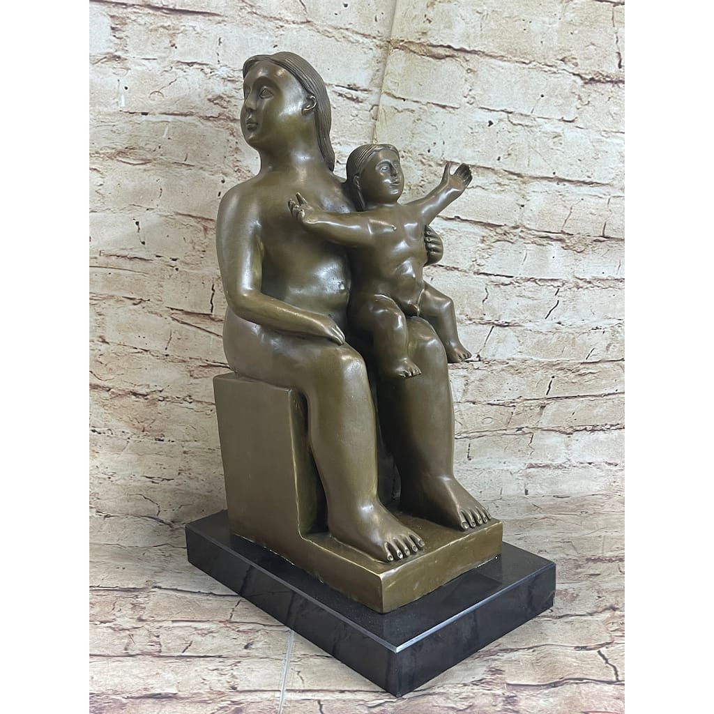 Fernando Botero Mother And Child Clic Museum Quality Artwork Bronze Sculpture