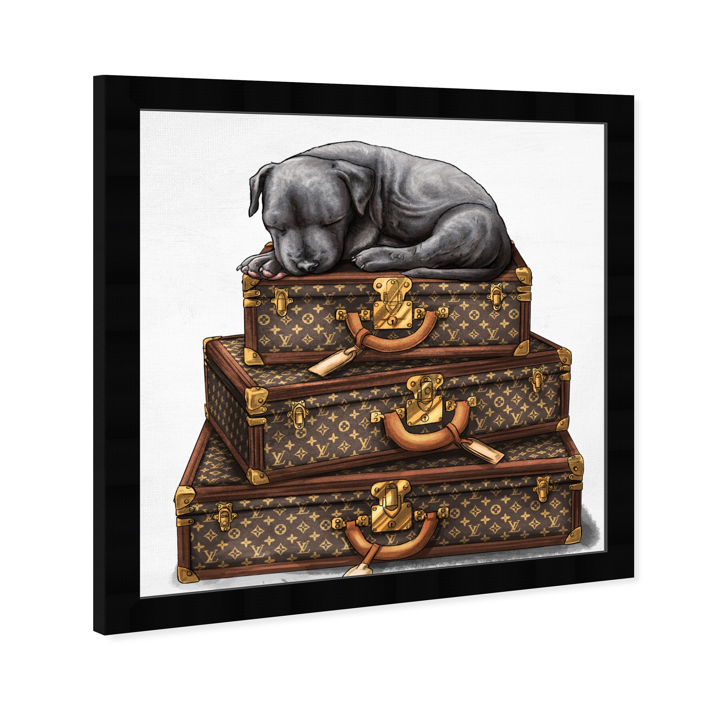 Oliver Gal 'sleeping Pitbull Suitcase' Fashion and Glam Wall Art