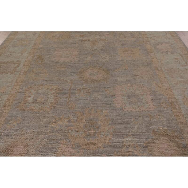 Oushak Vegetable Dye Area Rug Hand-Knotted Wool Carpet - 8'0" x 9'10"