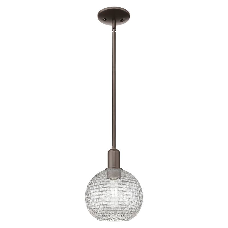 Innovations Lighting Endless Possibilities Arcadia - Athens - 1 Light 8" Basketweave Stem Hung Mini Pendant - Oil Rubbed Bronze