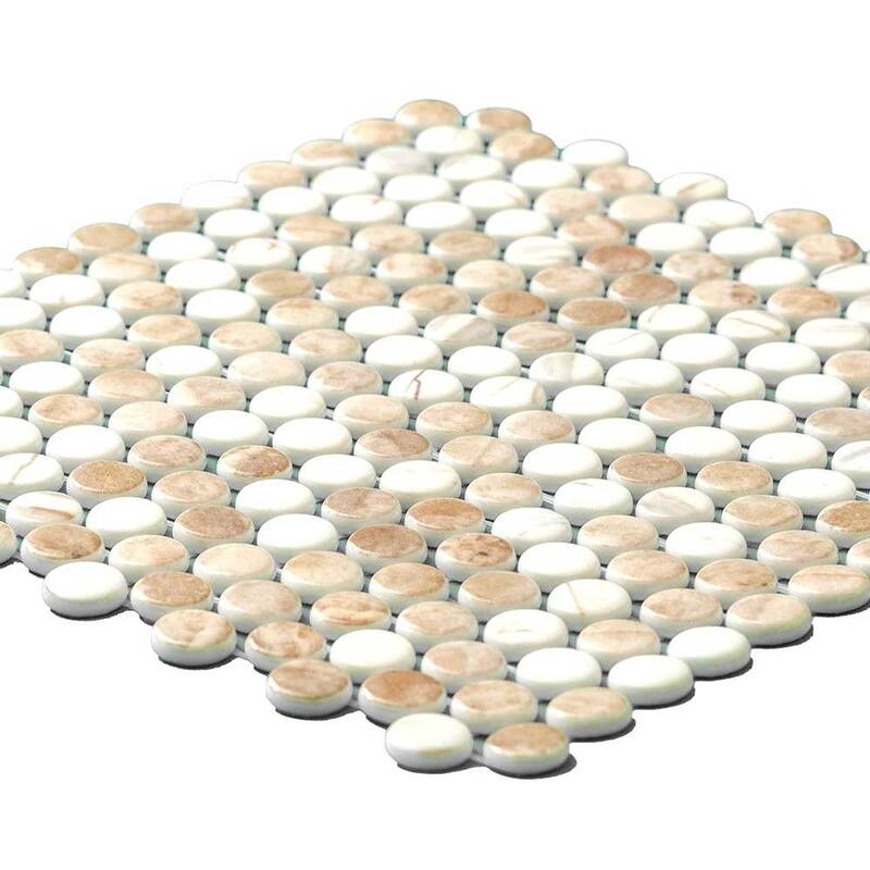 The Tile Life Eterna Penny 12x12 Round Glass Mosaic Floor, Wall & Backsplash Tile