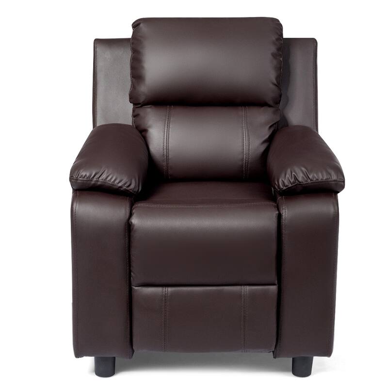 PU Leather Kids Recliner with Armrest & Headrest Lounge 3 Color - See Details - Coffee
