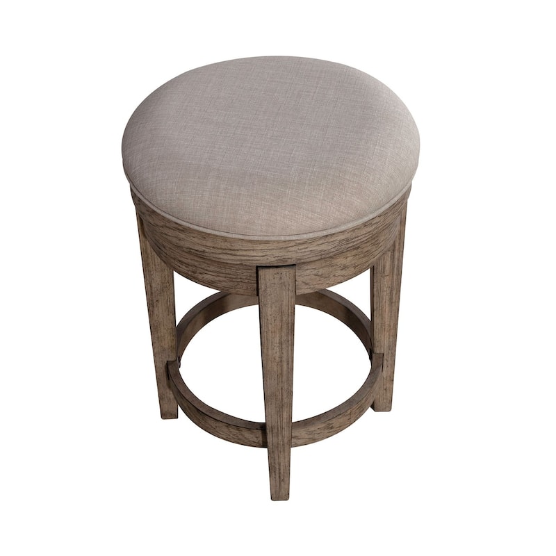 City Scape Burnished Beige Upholstered Swivel Console Stool - Width 17" x Depth 17" x Height 25"